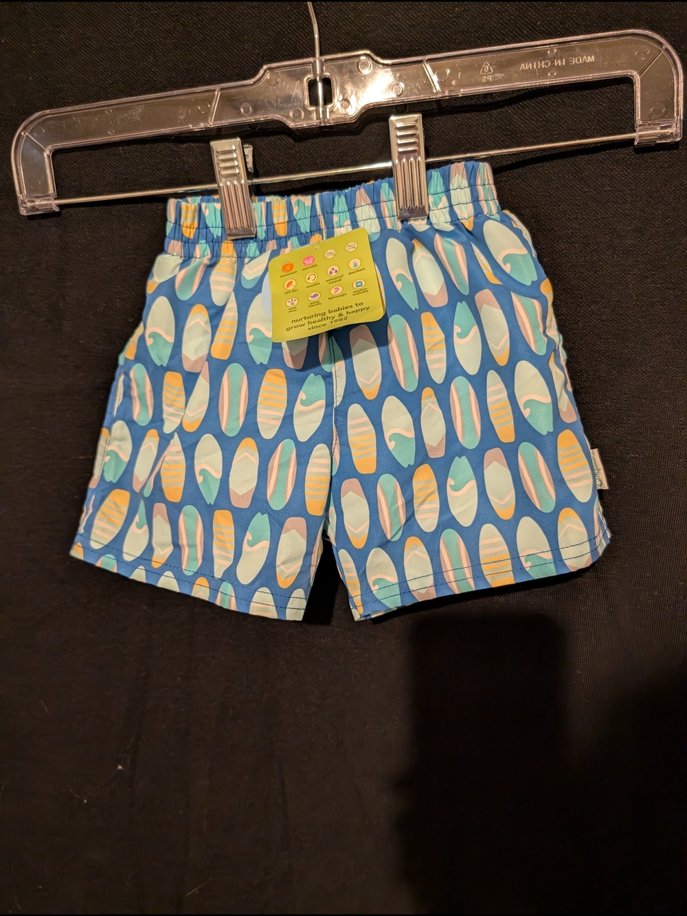 Blue Kids Swim Shorts with Surfboard Print